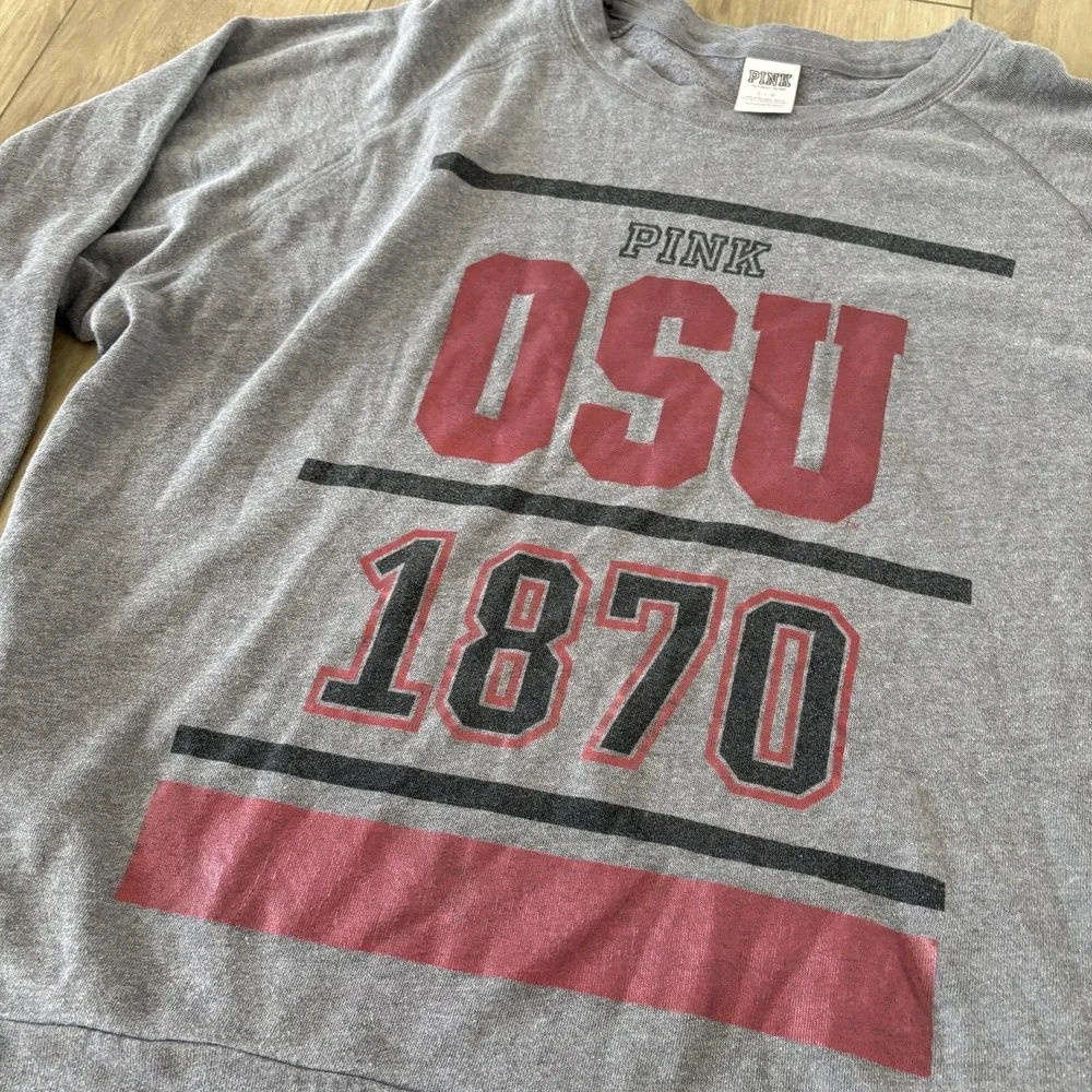 Victorias Secret PINK Ohio State Buckeyes Womens Large Loose Fit Gray Sweatshirt
